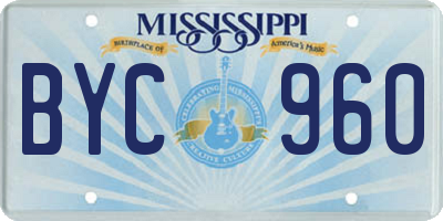 MS license plate BYC960