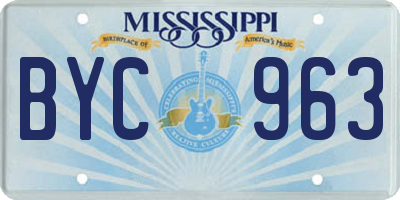 MS license plate BYC963