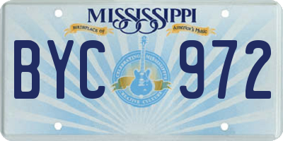 MS license plate BYC972