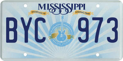 MS license plate BYC973