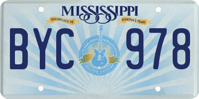 MS license plate BYC978