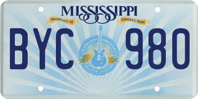 MS license plate BYC980