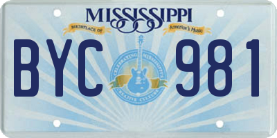 MS license plate BYC981