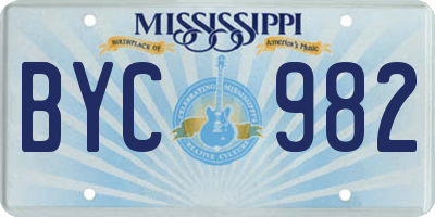 MS license plate BYC982