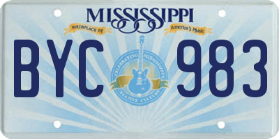MS license plate BYC983