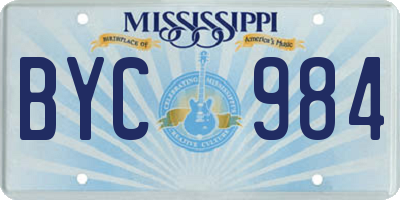 MS license plate BYC984