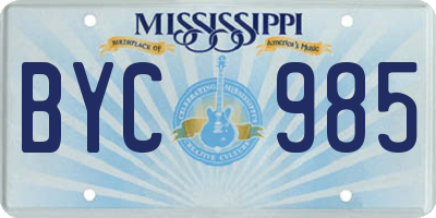 MS license plate BYC985