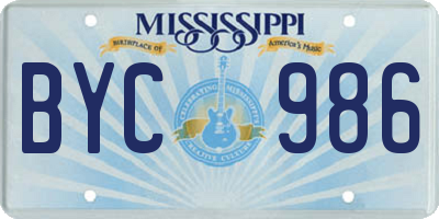 MS license plate BYC986