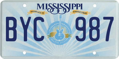 MS license plate BYC987