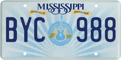MS license plate BYC988