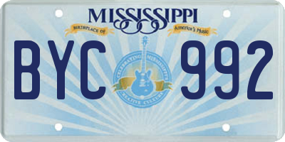 MS license plate BYC992