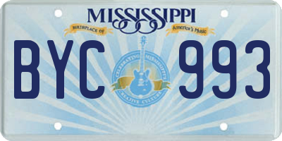 MS license plate BYC993