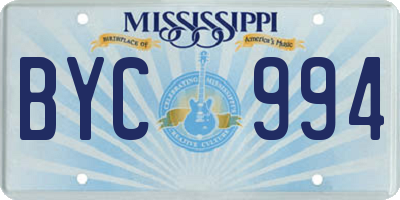 MS license plate BYC994
