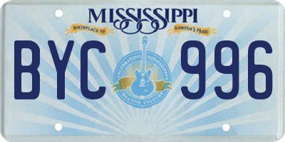 MS license plate BYC996