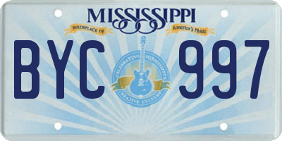 MS license plate BYC997