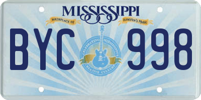 MS license plate BYC998