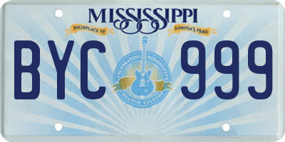 MS license plate BYC999