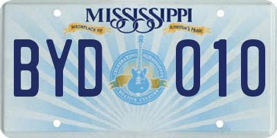 MS license plate BYD010
