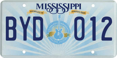 MS license plate BYD012