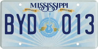 MS license plate BYD013