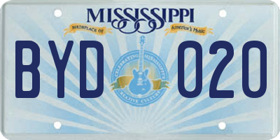 MS license plate BYD020