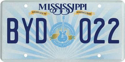 MS license plate BYD022