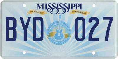 MS license plate BYD027