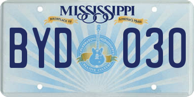 MS license plate BYD030