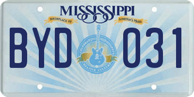 MS license plate BYD031