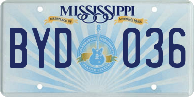 MS license plate BYD036