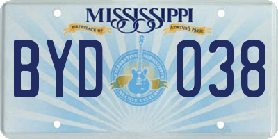MS license plate BYD038