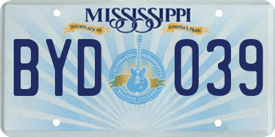 MS license plate BYD039