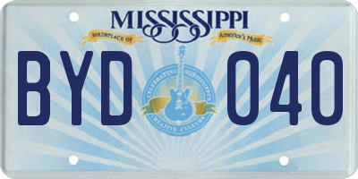 MS license plate BYD040