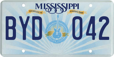 MS license plate BYD042
