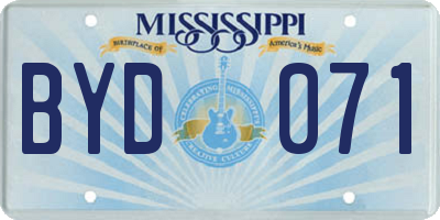 MS license plate BYD071