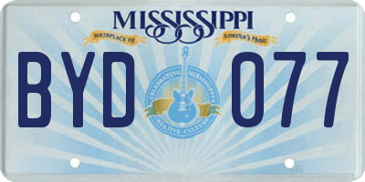 MS license plate BYD077