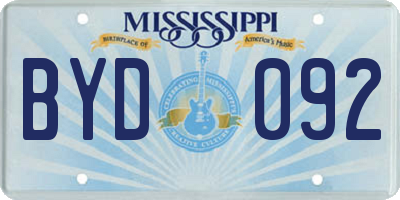 MS license plate BYD092