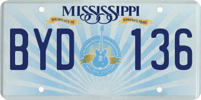 MS license plate BYD136