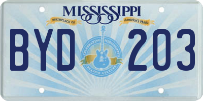 MS license plate BYD203