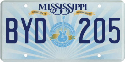 MS license plate BYD205
