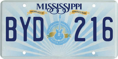MS license plate BYD216