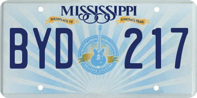MS license plate BYD217