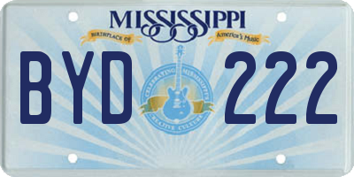 MS license plate BYD222