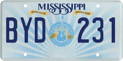 MS license plate BYD231