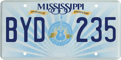 MS license plate BYD235