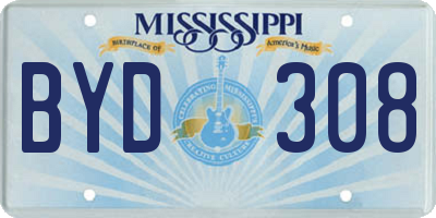 MS license plate BYD308