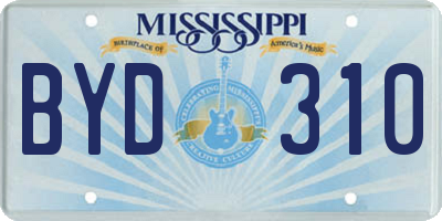 MS license plate BYD310