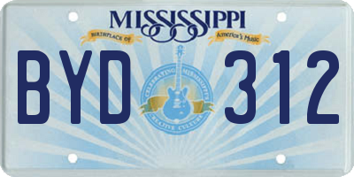 MS license plate BYD312