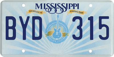MS license plate BYD315
