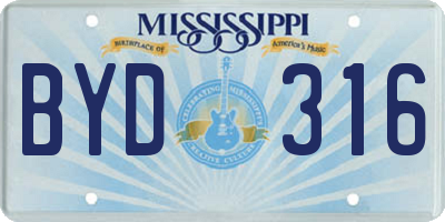 MS license plate BYD316